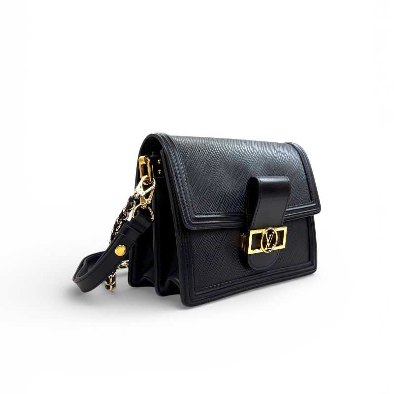 Louis Vuitton - 黑色金釦牛皮EPI Dauphine肩側背包╻MM-8