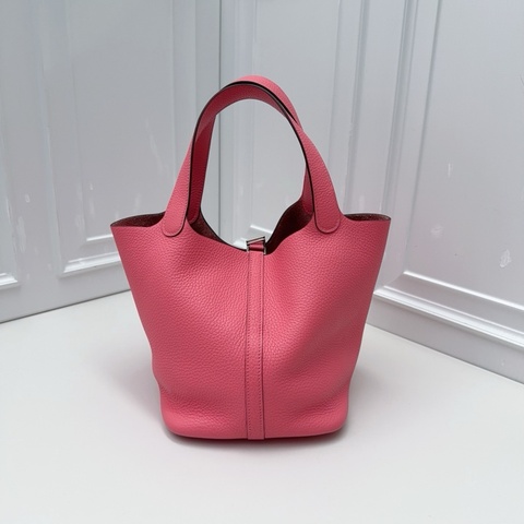 Hermes愛馬仕  picotin菜籃子22粉色TC皮