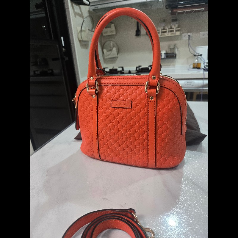 GUCCI Microguccissima 溶岩橘兩用貝殼包-5