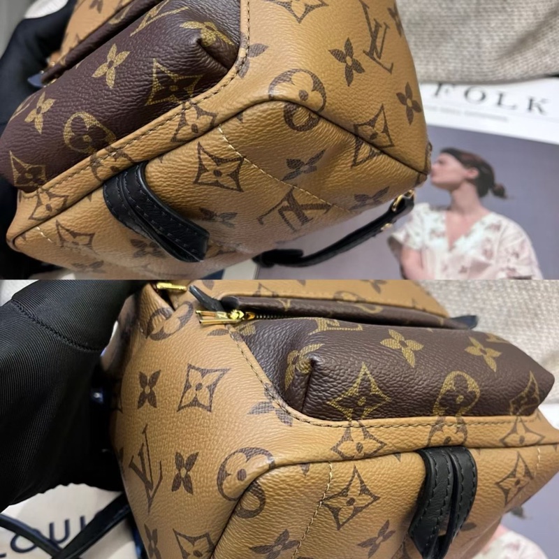 LV路易威登PALM SPRINGS迷你雙肩包拼色焦糖小書包-5