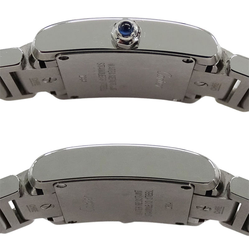 卡地亞 Tank Française 女士腕錶，SM 石英機芯，QZ 不鏽鋼錶殼，型號 W51008Q3，銀色/象牙色錶盤，拋光處理-2