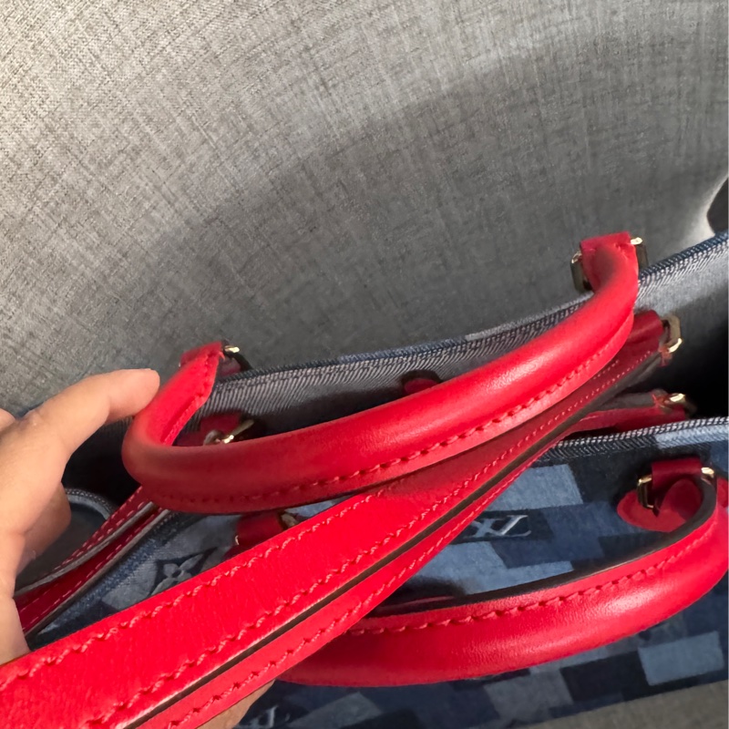 極新少用熱賣LV經典牛仔丹寧皮革拼布拼接On the go 雙面托特包-3