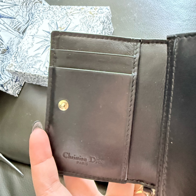 Lady Dior card holder黑色亮皮-5
