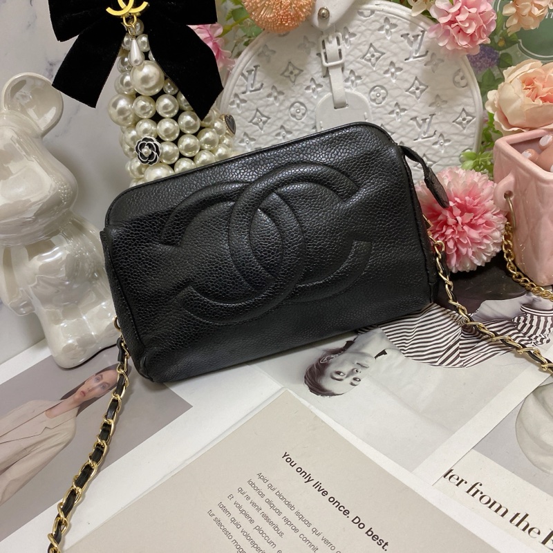 Chanel 雙C荔枝皮化妝包鏈條包🏅-3