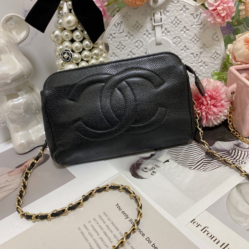 Chanel 雙C荔枝皮化妝包鏈條包🏅-4