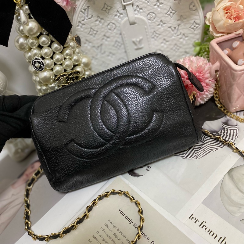 Chanel 雙C荔枝皮化妝包鏈條包🏅-5