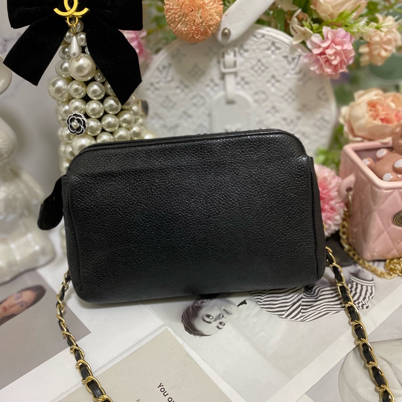 Chanel 雙C荔枝皮化妝包鏈條包🏅-6