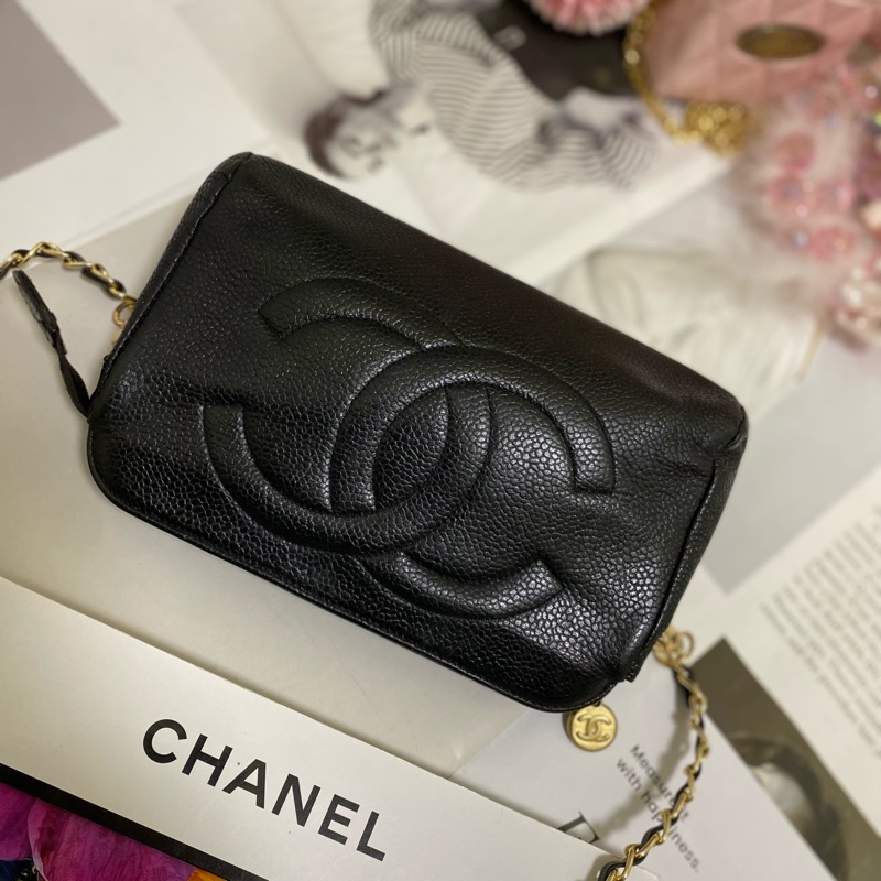 Chanel 雙C荔枝皮化妝包鏈條包🏅-7