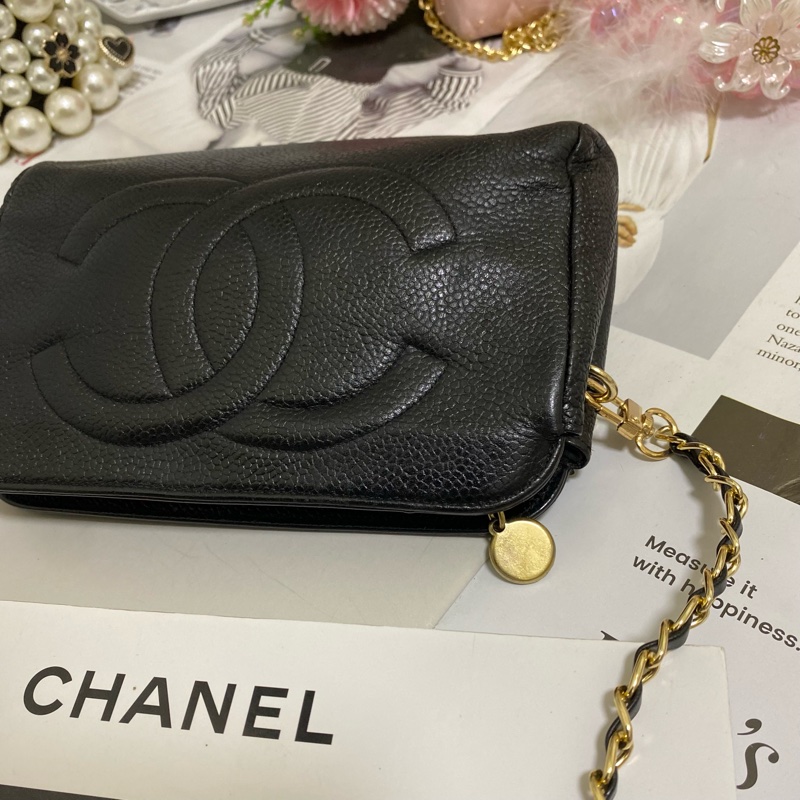 Chanel 雙C荔枝皮化妝包鏈條包🏅-8