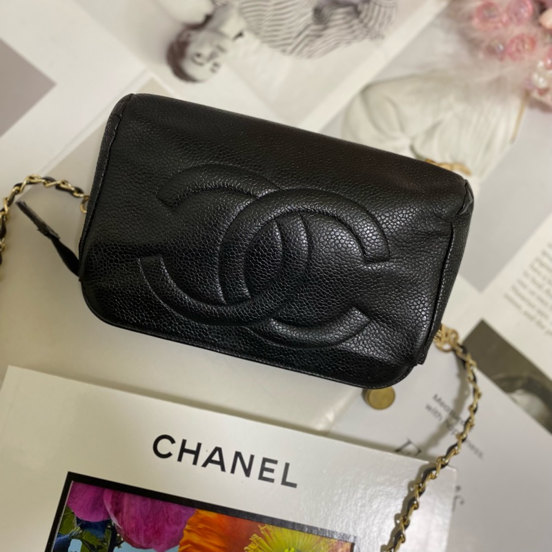 Chanel 雙C荔枝皮化妝包鏈條包🏅-9