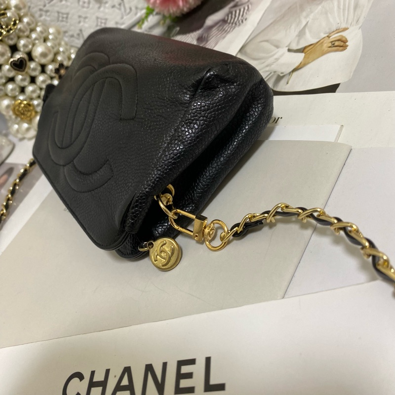 Chanel 雙C荔枝皮化妝包鏈條包🏅-10