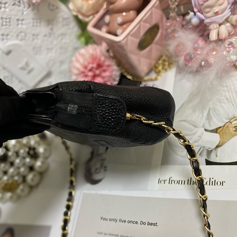 Chanel 雙C荔枝皮化妝包鏈條包🏅-14