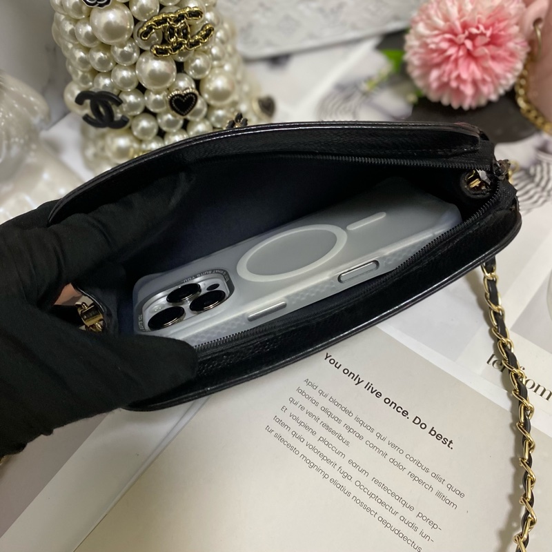 Chanel 雙C荔枝皮化妝包鏈條包🏅-16