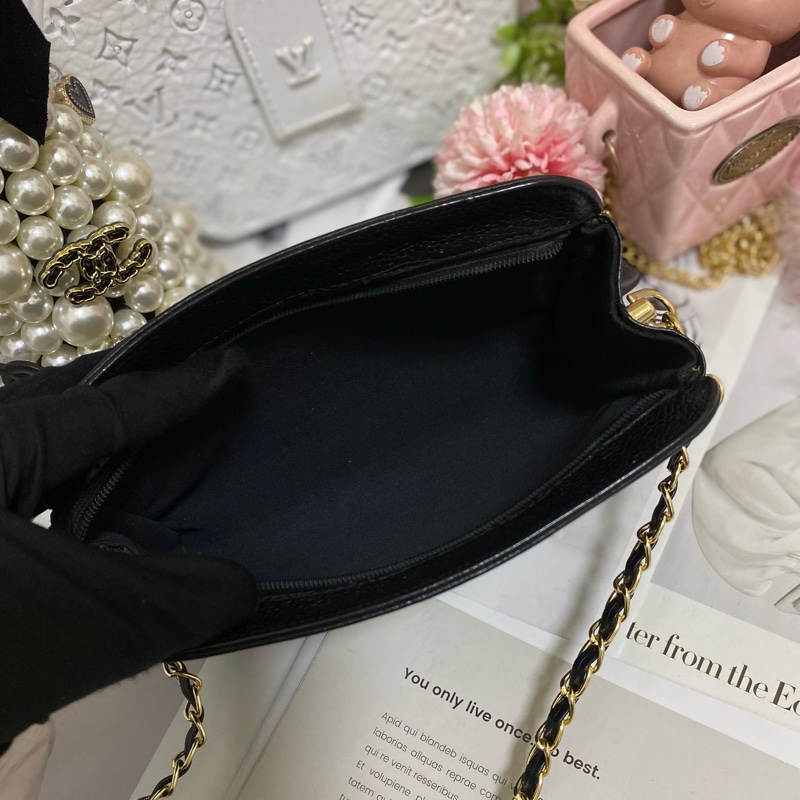 Chanel 雙C荔枝皮化妝包鏈條包🏅-19