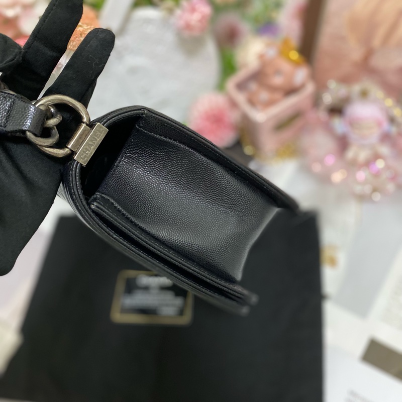 Chanel BOY 25荔枝皮 黑銀 🏅-10