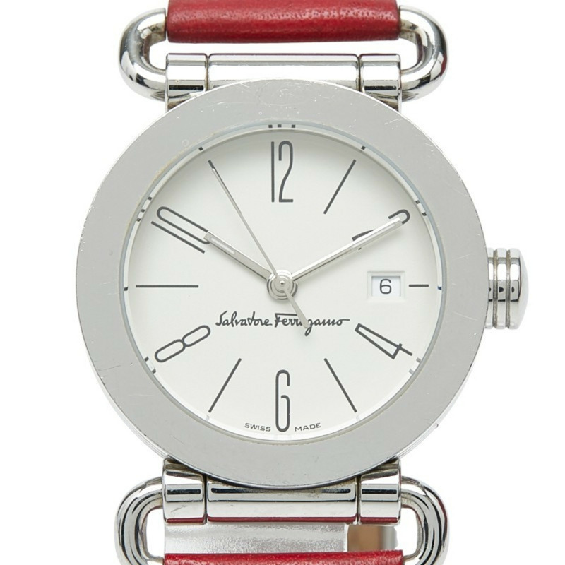 Salvatore Ferragamo 女士腕錶 0130 瑞士石英白色錶盤不鏽鋼錶殼-0