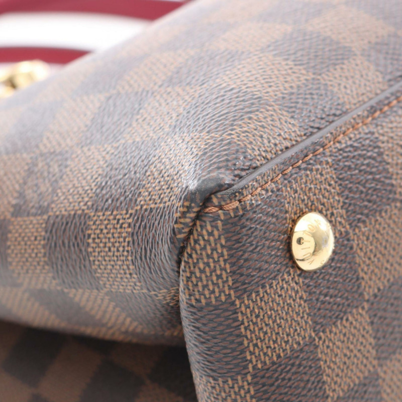 路易威登 LV Riverside 手提包，塗佈帆布和皮革 Damier 圖案，女士款，酒紅色，Riduvan N40052-6
