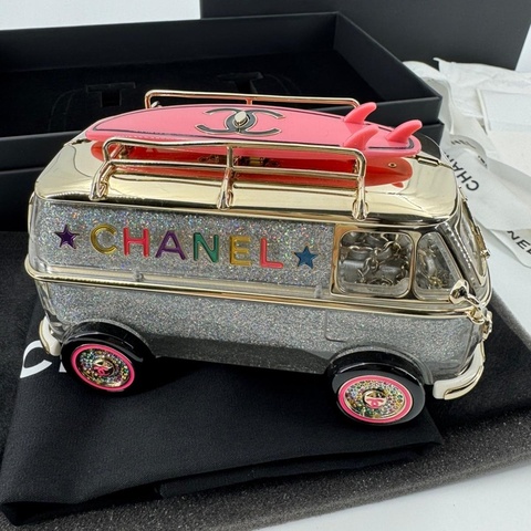 Chanel 2024 Glitter Lucite, Multicolor Rhinestone & Enamel Hollywood Mini Van