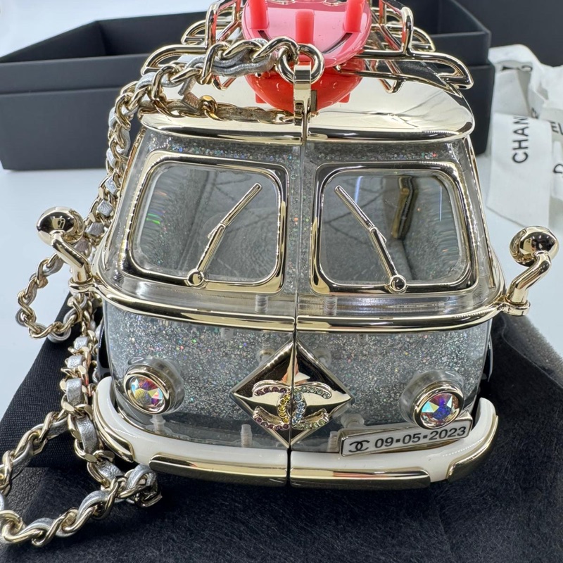 Chanel 2024 Glitter Lucite, Multicolor Rhinestone & Enamel Hollywood Mini Van-3