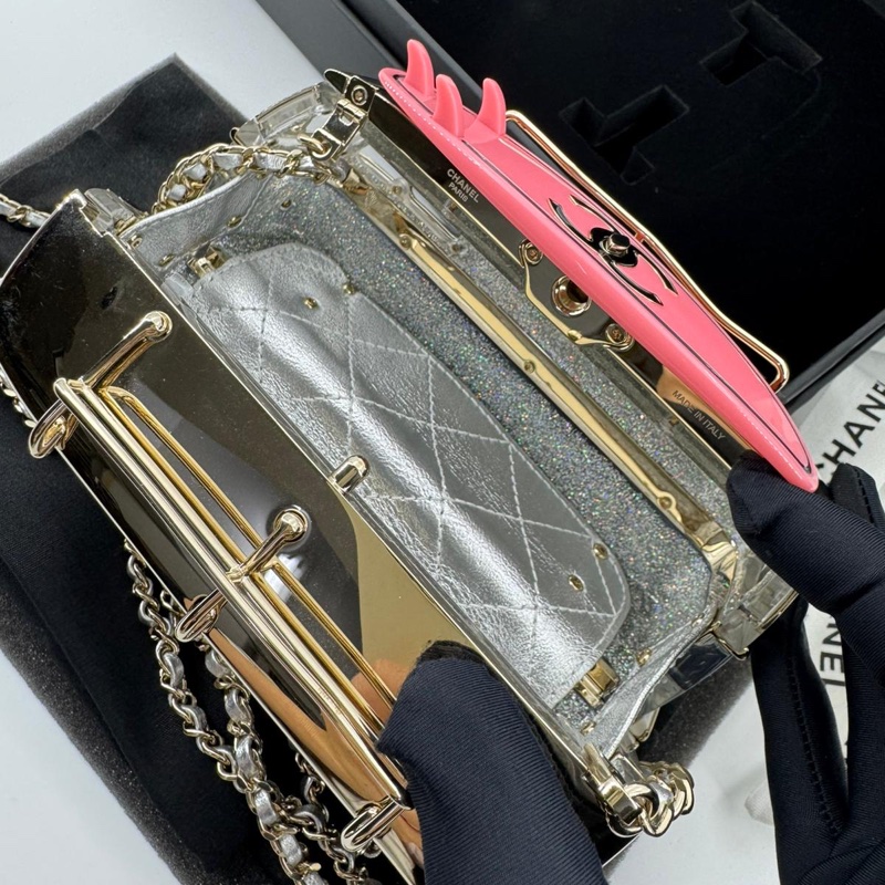 Chanel 2024 Glitter Lucite, Multicolor Rhinestone & Enamel Hollywood Mini Van-5