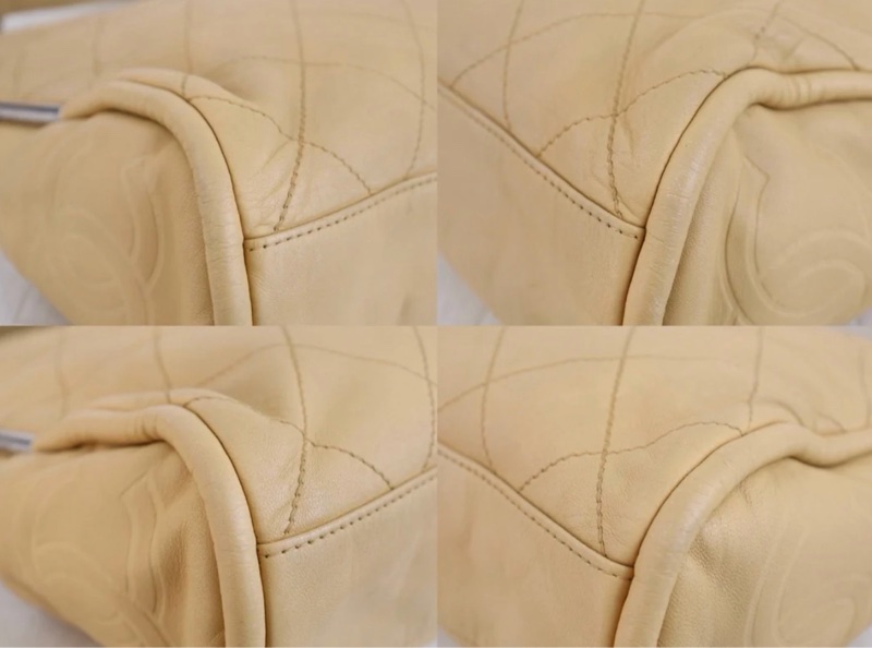 「JL精品代購」 98新 CHANEL 奶茶色雙鏈外縫線hobo-6