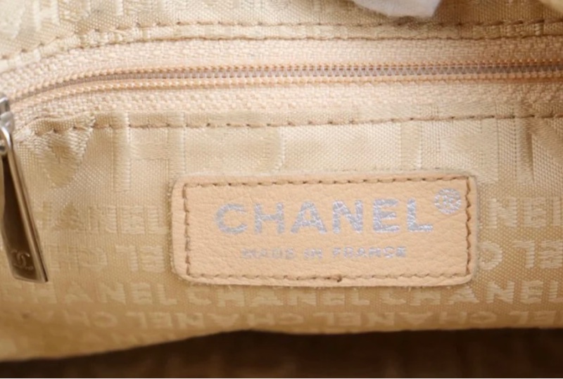 「JL精品代購」 98新 CHANEL 奶茶色雙鏈外縫線hobo-12