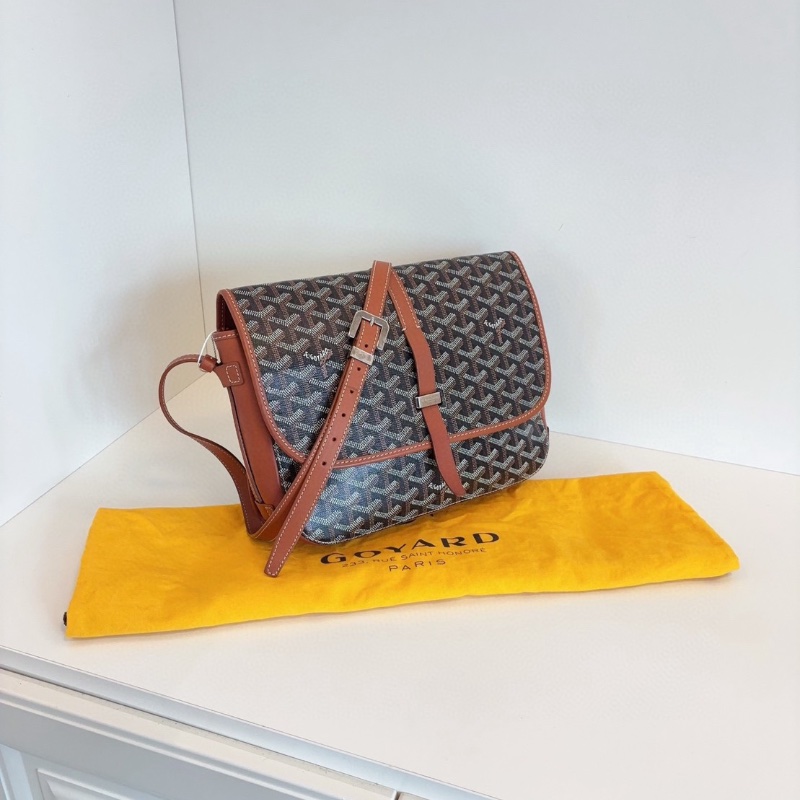 Goyard Belvedere 棕色郵差包 29*23*8  98新配件塵袋-4