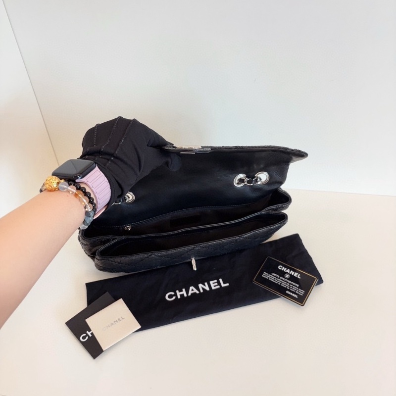 Chanel 黑銀蛇皮法棍CF 鏈條包 30*16*6  98新配件塵袋保卡-2
