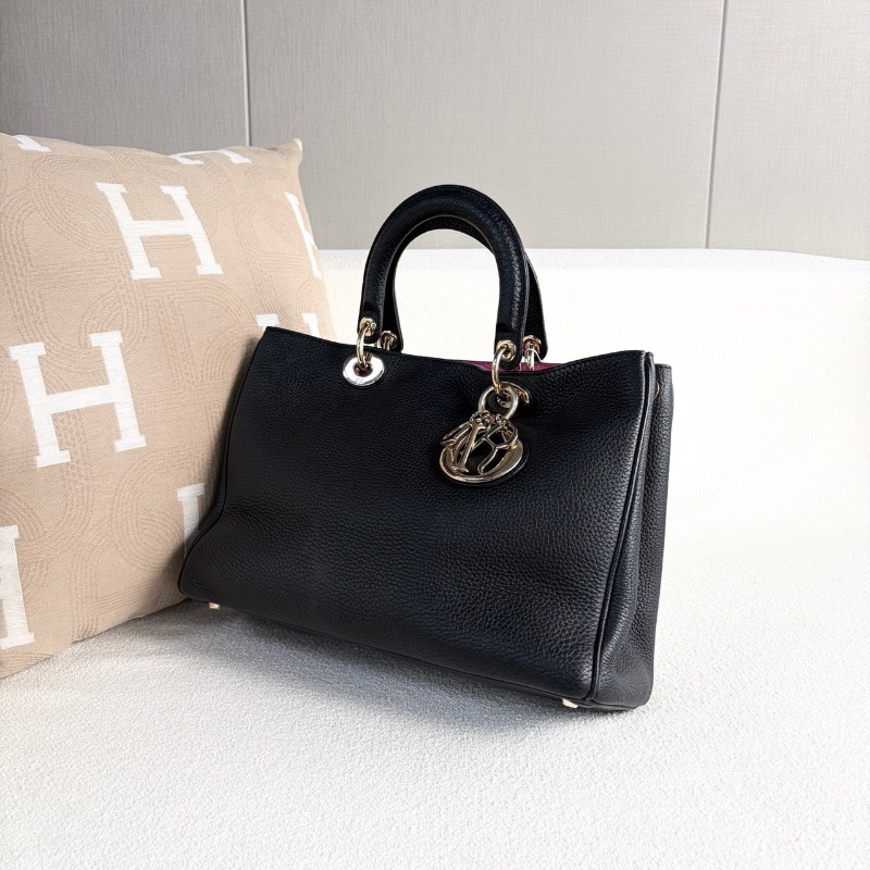 Dior 黑金vip全皮手提紫色內里  31*22*12 98新配件子袋塵袋肩帶-3