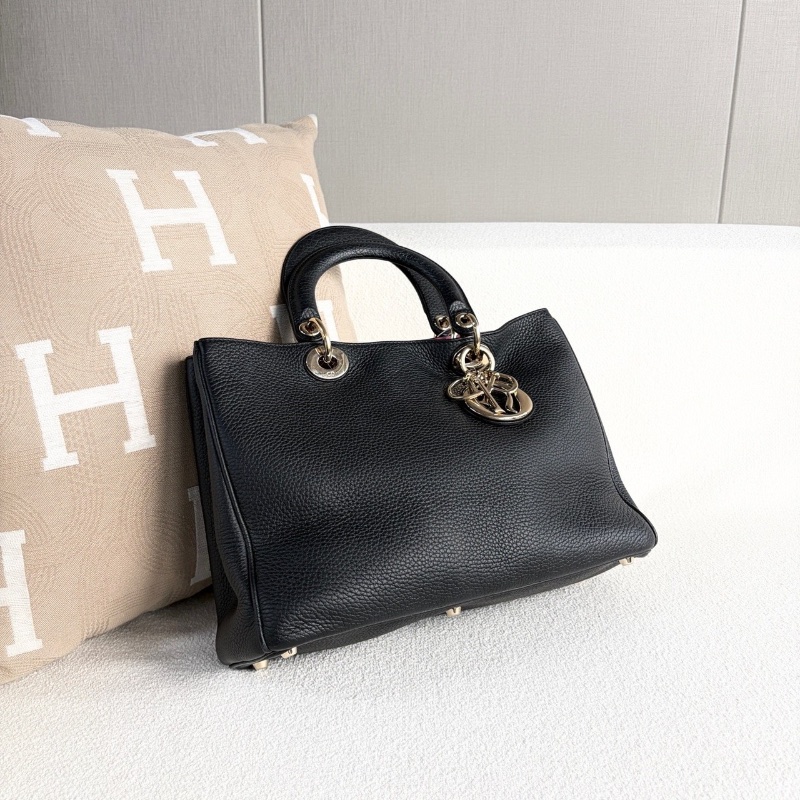 Dior 黑金vip全皮手提紫色內里  31*22*12 98新配件子袋塵袋肩帶-5