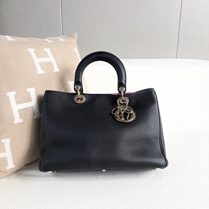 Dior 黑金vip全皮手提紫色內里  31*22*12 98新配件子袋塵袋肩帶-6