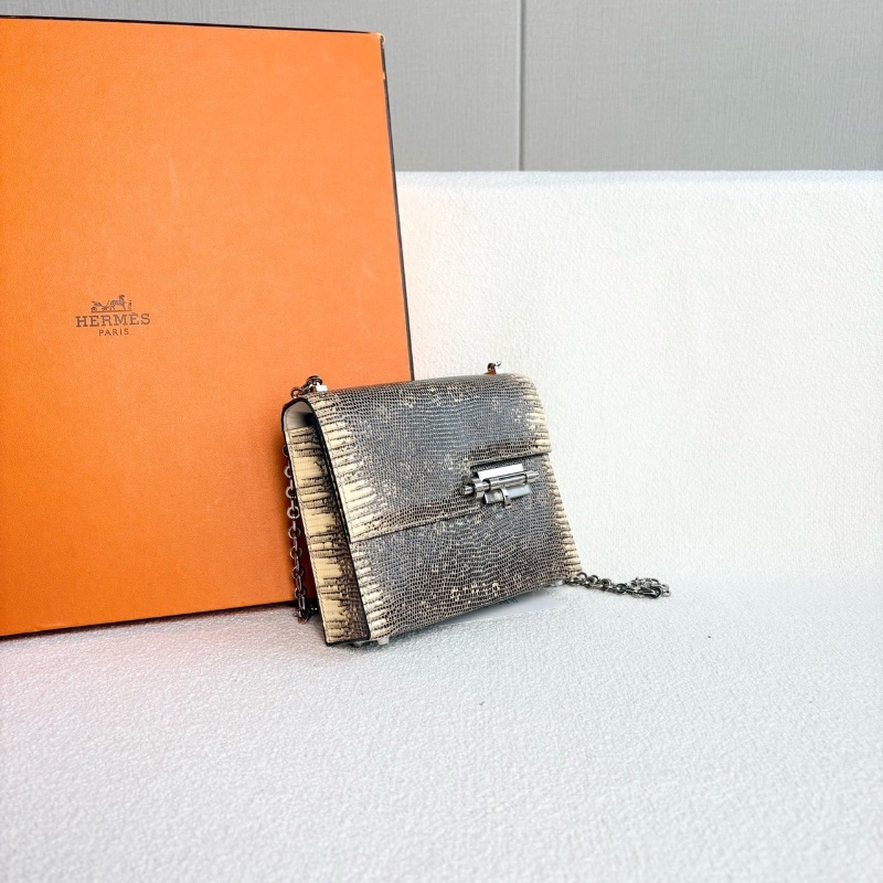 Hermes verrou插銷手槍包銀扣 mini 原色蜥蜴 17*13*4 99新配件塵袋盒子-4