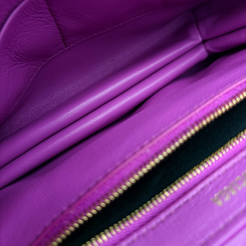 Balenciaga緞面刺繡肩背斜背包紫色金扣22*14*4 98新配件肩帶塵袋-2