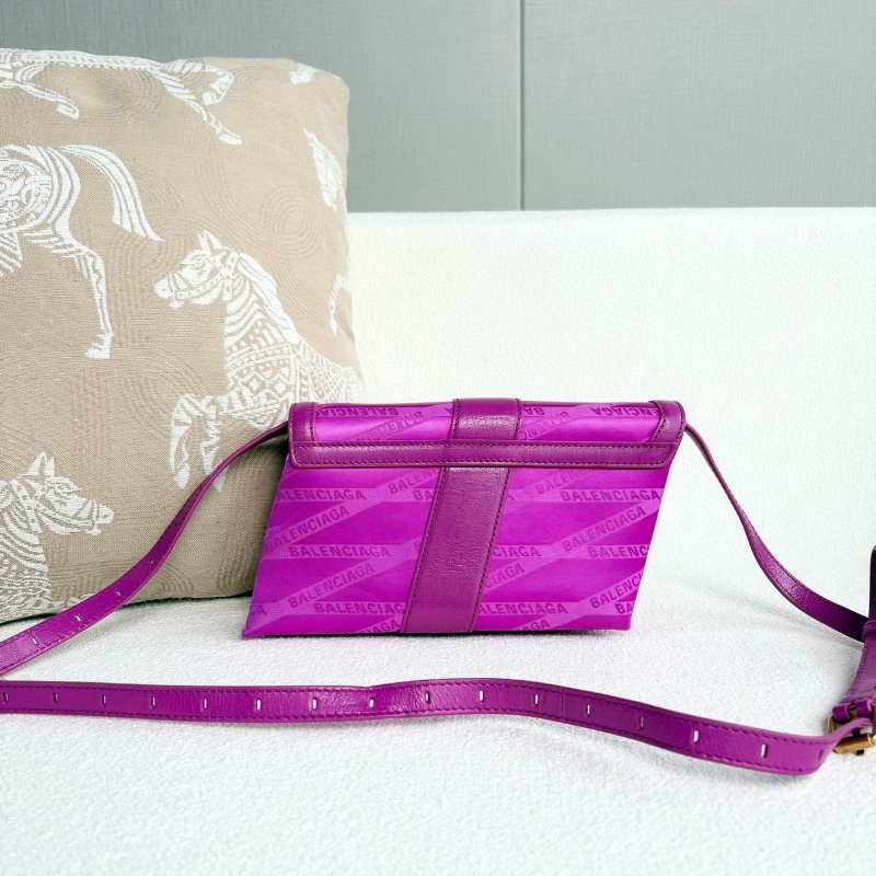 Balenciaga緞面刺繡肩背斜背包紫色金扣22*14*4 98新配件肩帶塵袋-7