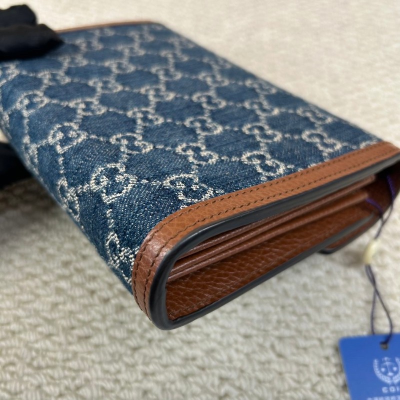 ZZZ 古馳Gucci酒神丹寧牛仔包  藍色牛仔布+棕色皮革 復古做舊感滿滿 標誌性虎頭馬蹄扣 琺瑯工藝超有辨識度-9