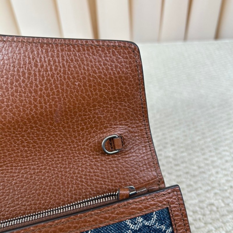 ZZZ 古馳Gucci酒神丹寧牛仔包  藍色牛仔布+棕色皮革 復古做舊感滿滿 標誌性虎頭馬蹄扣 琺瑯工藝超有辨識度-18