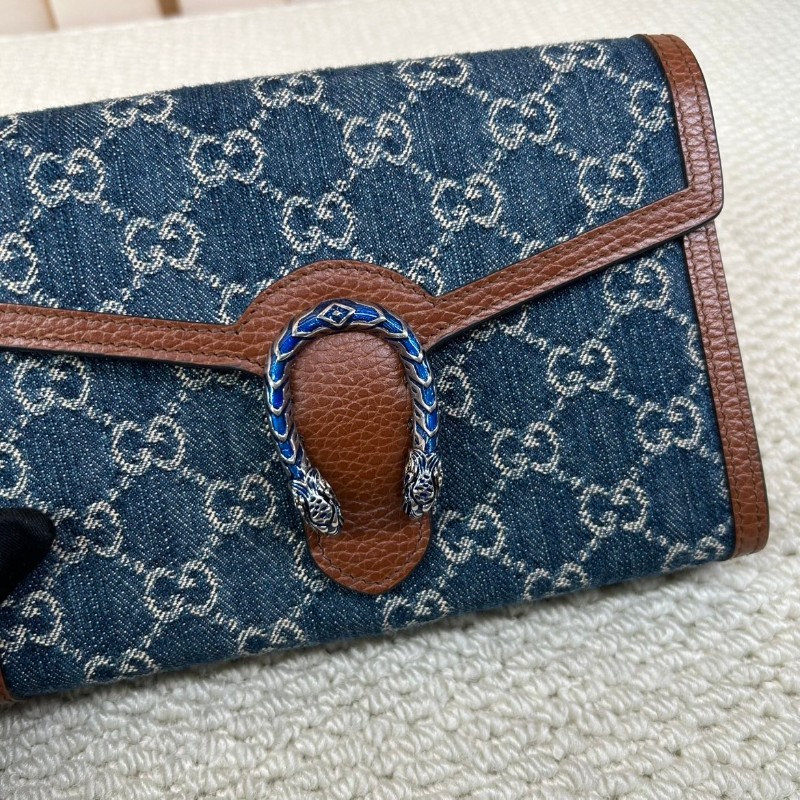 ZZZ 古馳Gucci酒神丹寧牛仔包  藍色牛仔布+棕色皮革 復古做舊感滿滿 標誌性虎頭馬蹄扣 琺瑯工藝超有辨識度-20