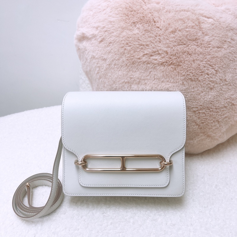 近新 Hermes mini roulis M4 奶灰白 豬鼻子包 B刻-0