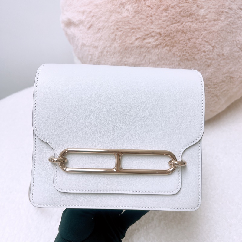 近新 Hermes mini roulis M4 奶灰白 豬鼻子包 B刻-1