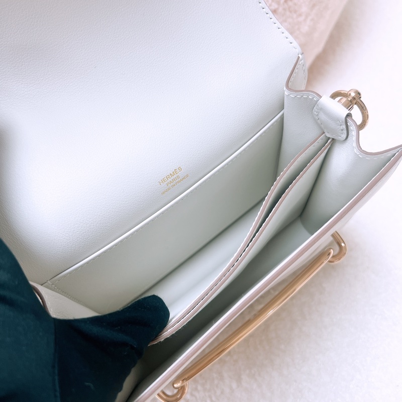 近新 Hermes mini roulis M4 奶灰白 豬鼻子包 B刻-8