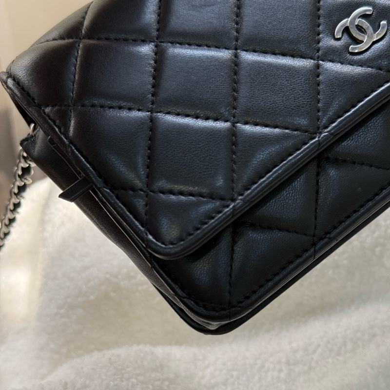 （香港購證🇭🇰）Chanel Woc 黑銀羊皮-7
