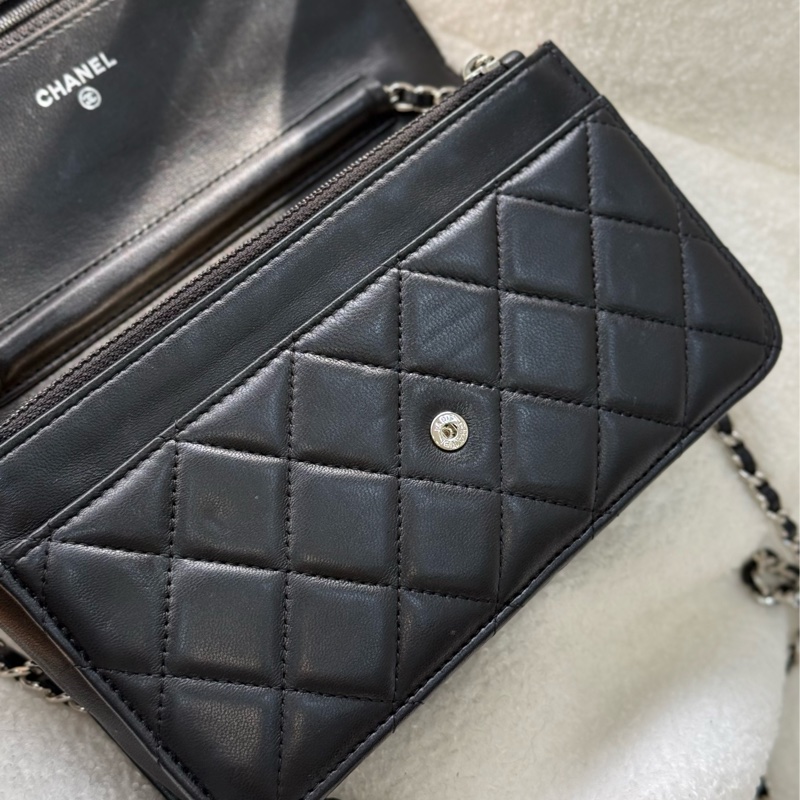 （香港購證🇭🇰）Chanel Woc 黑銀羊皮-12