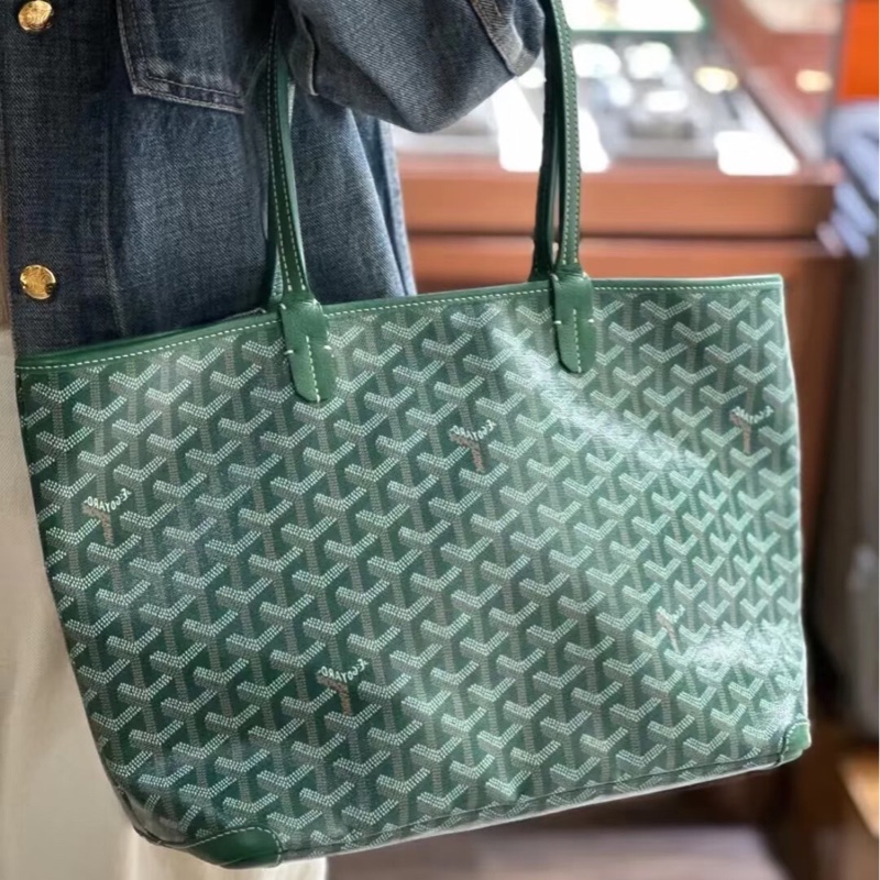 【96%新✨經典保值❗️🈹秒殺價優惠】GOYARD Saint Louis Y字老花滿印 托特包 小號 綠色-0