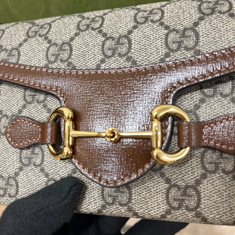 Gucci 1955 Hirsebit馬鞍扣斜背包（鳥木色）-4