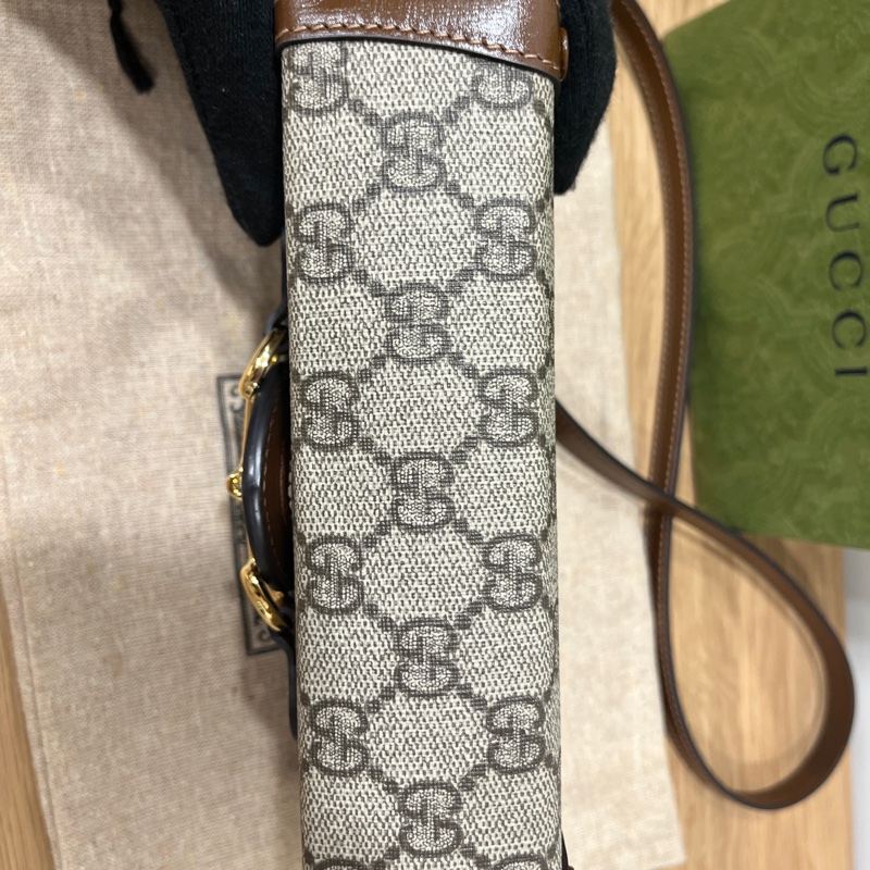 Gucci 1955 Hirsebit馬鞍扣斜背包（鳥木色）-7
