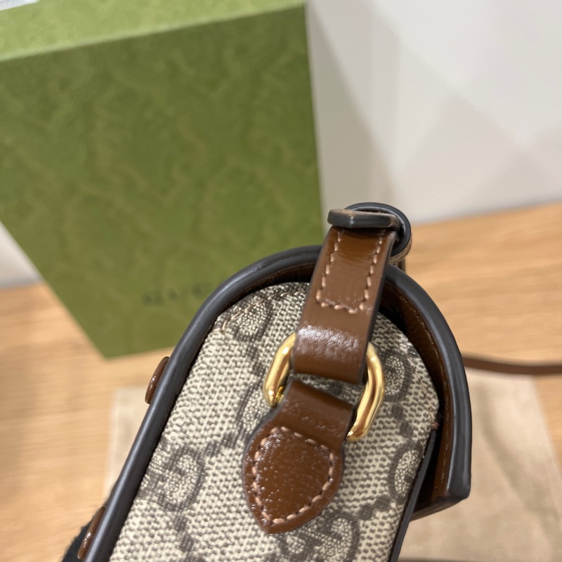Gucci 1955 Hirsebit馬鞍扣斜背包（鳥木色）-13