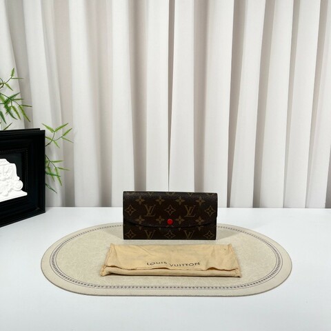 LV路易威登 經典老花搭配豆豆長款信封錢包 紅色內裡 內裡整潔 卡位多 容量大