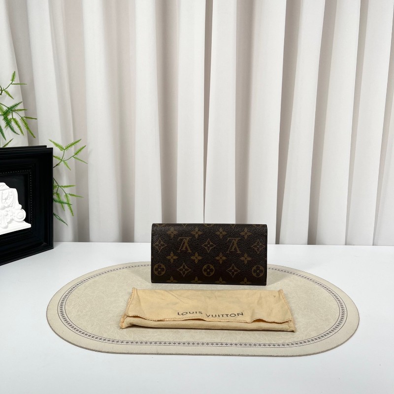 LV路易威登 經典老花搭配豆豆長款信封錢包 紅色內裡 內裡整潔 卡位多 容量大-6