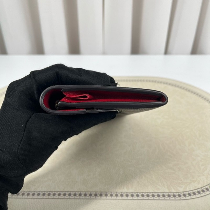 LV路易威登 經典老花搭配豆豆長款信封錢包 紅色內裡 內裡整潔 卡位多 容量大-10