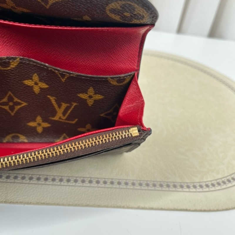 LV路易威登 經典老花搭配豆豆長款信封錢包 紅色內裡 內裡整潔 卡位多 容量大-17